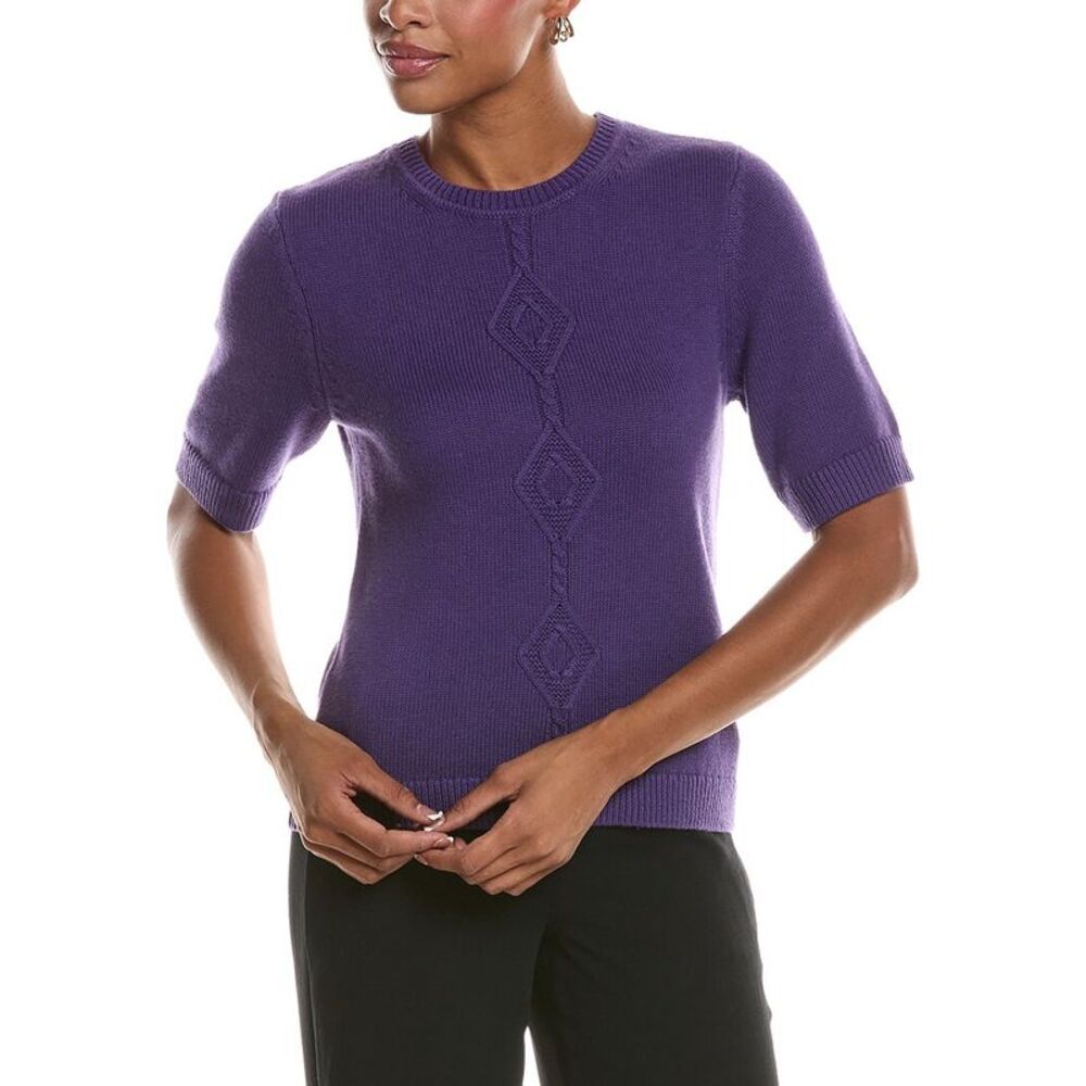 St. John Womens  Cable Cashmere-Blend Sweater, Purple